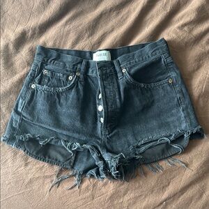 Agolde Black Jean Shorts High-Waisted Distressed
